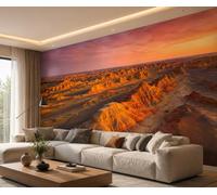 Orange Sunset Wall Mural Wallpaper, Premium Thickened Non-Woven Wall Mural, Hd Geographical Landscape Wallpaper, 3D Panoramic Custom Wall Decor for Living Room Bedroom Office 600Cm (W) X400Cm