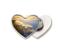 orange sunshine blue clouds Heart Metal Pin Brooch Clip Love
