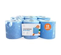 Orange Supplies Blue Centrefeed 2 Ply Embossed Paper Rolls - Kitchen and Commercial Tissue Towels - Centrefeed Hand Towels (12 Rolls)