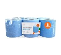 Orange Supplies Eco Blue Rolls Centrefeed 2 Ply Embossed Blue Roll - Paper Towel Tissue - Commercial & Kitchen - Centrefeed Hand Towels (6, Rolls)