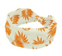 Orange Surf Leaf Headbands for Women, Wide Turban Headband, Non Slip Head Wraps, Elastic Sweat Yoga Workout Hairband Soft Hairwrap Bandana