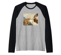 Orange Tabby Cat Biting God's Hand Raglan Baseball Tee