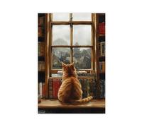 Orange Tabby Cat Canvas Poster Bedroom Decor Landscape Office Room Decor Gift 16x24inch(40x60cm)
