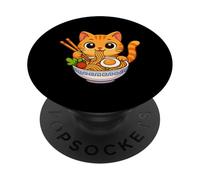 Orange Tabby Cat Eats Ramen Noodles Japanese Vintage PopSockets Adhesive PopGrip