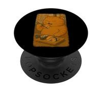 Orange Tabby Cat Eats Sushi Japanese Vintage PopSockets Adhesive PopGrip