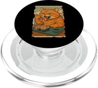 Orange Tabby Cat Eats Sushi Japanese Vintage PopSockets PopGrip for MagSafe
