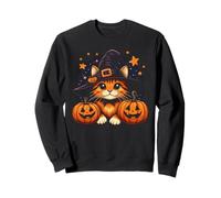 Orange Tabby Cat Halloween Graphic for Men Women Cat Lover Sweatshirt