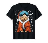 Orange Tabby Cat in Ski Goggles Skier Snowboarder Christmas T-Shirt