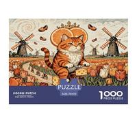 Orange Tabby Cat Jigsaw Puzzle Waterproof 1000 Piece Puzzles for Adults Fun Educational Games