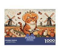 Orange Tabby Cat Jigsaw Puzzle Waterproof 1000 Piece Puzzles for Adults Gifts Challenging And Brainteasing Educational Games