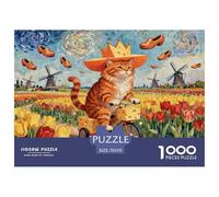 Orange Tabby Cat Jigsaw Puzzle Waterproof 1000 Piece Puzzles for Adults Gifts Colourful Home Decoration