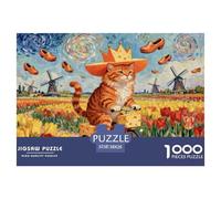 Orange Tabby Cat Jigsaw Puzzle Waterproof 1000 Piece Puzzles for Adults Gifts Impossible Challenging Games