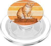 Orange Tabby Cat Lovers Boss Sunset Retro Stripes PopSockets PopGrip for MagSafe
