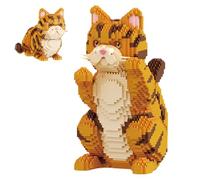 Orange Tabby Cat Mini Building Kit Pet Animal Micro Bricks Set Decor Gifts- 2356PCS
