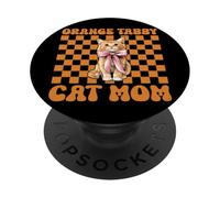 Orange Tabby Cat Mom Mama Mother's Day Coquette Bow PopSockets Adhesive PopGrip