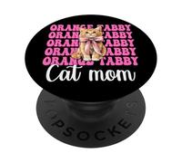 Orange Tabby Cat Mom Mama Mother's Day Coquette Bow PopSockets Adhesive PopGrip