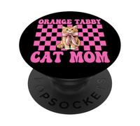Orange Tabby Cat Mom Mama Mother's Day Coquette Bow PopSockets Adhesive PopGrip