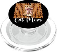 Orange Tabby Cat Mom Mama Mother's Day Coquette Bow PopSockets PopGrip for MagSafe