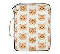 Orange Tabby Cat Pattern Expanding File Jacket Multiple Pockets 1.5 Inch 3 Ringing Binder with Extra Pockets with Zipper Closure for Document Storage