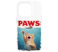 Orange Tabby Cat PAWS Parody - Cat Chasing Mouse Humor Cat Case for iPhone 15 Pro