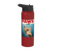 Orange Tabby Cat Paws Parody - Cat Chasing Mouse Humor Cat Stainless Steel Insulated Water Bottle