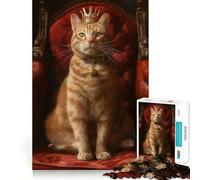 Orange Tabby Cat Queen Jigsaw Puzzles for Adults1000 Pieces Recall Upgrade Peaceful Time Tight Cut Santa Wish List (38x52cm)