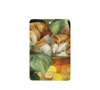 Orange Tabby Cat Sleeping Car Air Fresheners 4 Pcs Hanging Scented Cards Fragrance Scented Cards For Car Aromatherapy Tablets