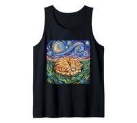 Orange Tabby Cat Starry Night Sleeping Feline Artwork Tank Top