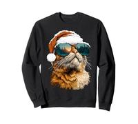 Orange Tabby Cat with Sunglasses Snow Santa Hat Christmas Sweatshirt