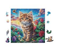 Orange Tabby Kitten 100 Piece Complete DIY Jigsaw Puzzle Collectors Mind Relaxation Educational Decorative Puzzle Gifts for Adults Wooden Cardboard 28x28cm