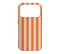 Orange Tan Beige Striped Cute Girly Aesthetic Preppy Stripe Case for iPhone 17 Pro
