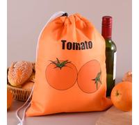 Orange Tangerine Bag,Vegetable Bags Vegetable Storage Bags Reusable Produce Bags Banana Keep Fresh Drawstring Storage Bag Prevents Odor Fresher for Longer Bags for Fruits and Vegetables, 34x27x1cm