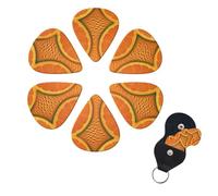Orange texture picture Guitar Picks 6 Pack, 0.96mm Thickness Celluloid Bass Pick with Leather Guitar Pick Holder Keychain Abstract Art Pics Plectrum for Acoustic Electric Guitar, Ukulele, Bass