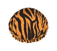 Orange Tiger Leopard (1) Print Shower Cap – Reusable Hair Cap with Double Layer Protection, Breathable & Durable Bath Hat for Travel