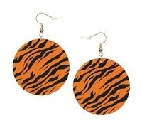 Orange Tiger Leopard Elegant Leather Round Earrings-Fashionable And Unique Accessories For Everyday Wear
