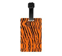 Orange Tiger Leopard Print Luggage Tags with Full Back Privacy Cover â€“ Durable PVC ID Labels for Suitcases & Backpacks