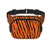 Orange Tiger Leopard Print Unisex Square Double Layer Waist Bag Crossbody Fanny Pack Travel Workout Accessory, Black, One Size, Black, One Size