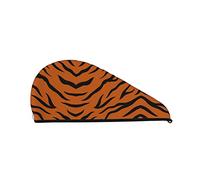 Orange Tiger Leopard Printed Hair Towel Wrap, Super Absorbent Dry Hair Cap for Women Shower Caps for Gym Salon Bath Shower