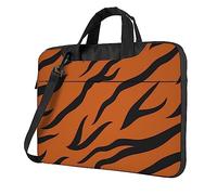 Orange Tiger Leopard Printed Laptop Bag Shoulder Messenger Bag Case Sleeve Portable Laptop Case Crossbody Briefcase, Black, 15.6 inch