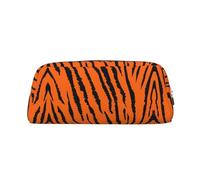 Orange Tiger Leopard Printing Leather Pencil Pouch Pen Case Elegant and Practical Bag for Students Perfect for Office School