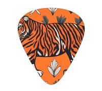 Orange Tiger Leopard Wzywhj Prints Abs Guitar Picks 12 Piece, Easy Grip Uke Picks For Your Bass, Ukulele, Acoustic Or Electric Guitar