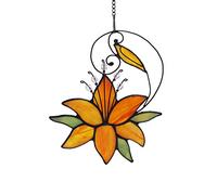 Orange Tiger Lily Flower Gift for Her Women, Love Gift Stained Glass Window Hanging Floral Suncatcher for Mother's Day Birthday, Valentine Day Gift for Women Girlfriend