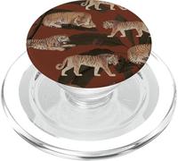 Orange Tiger Pattern Modern Tropical Leaf Animal Pattern PopSockets PopGrip for MagSafe