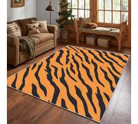 Orange Tiger Stripe Rug, Modern Wild Style Area Rug Large 240x340cm, Machine Washable Rug for Living Room, Bedroom, Non Slip Soft Carpet, Tiger Print Home Decor & Gifts D#1152