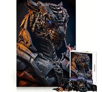 Orange Tiger Warrior Adults 1000 Piece Jigsaw Puzzle Brain Challenge Toy Stress Relief Clear Cut Wall Art Decor (38x52cm)