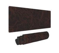 Orange Topographic Contour Map Black Lines Topography Geography Terrain Path Gaming Mouse Pad 31.5 X 11.8 Inch XL Extended Large Keyboard Non-Slip Rubber Base with Stitched Edges for Home Office