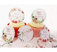 Orange Trading Dartmouth LTD 15 Pre Cut Scalloped Edge Happy 40th Ruby Anniversary Edible Wafer Paper Cake Toppers