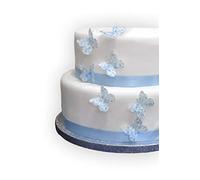 Orange Trading Dartmouth LTD 24 Precut Blue White Flower pattern Butterflies Edible Wafer Paper Cake Cupcake Toppers