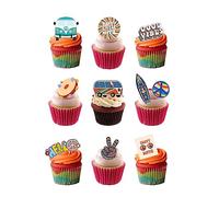 Orange Trading Dartmouth LTD 30 Stand Up Hippy/Hippie Themed Edible Wafer Paper Cake Toppers Decorations