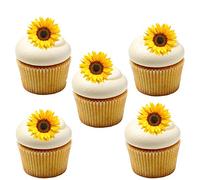 Orange Trading Dartmouth Ltd 30 Yellow Sunflower Flower Edible Wafer Paper Cake Toppers Decorations